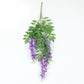 55" Cream Purple Artificial Silk Wisteria Vine Round Hanging Canopy, Draping Garland Flower Chandelier With Interchangeable Branches