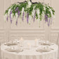 55" Cream Purple Artificial Silk Wisteria Vine Round Hanging Canopy, Draping Garland Flower Chandeli