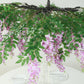 55" Artificial Silk Wisteria Vine Round Hanging Canopy in Lavender Lilac, Draping Garland Flower Chandelier With Interchangeable Branches