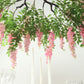 55" Artificial Silk Wisteria Vine Round Hanging Canopy Pink in & Dusty Rose, Draping Garland Flower Chandelier With Interchangeable Branches