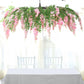 55" Artificial Silk Wisteria Vine Round Hanging Canopy Pink in & Dusty Rose, Draping Garland Flower Chandelier With Interchangeable Branches