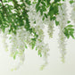 55" White Artificial Silk Wisteria Vine Round Hanging Canopy, Draping Garland Flower Chandelier With Interchangeable Branches