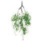55" White Artificial Silk Wisteria Vine Round Hanging Canopy, Draping Garland Flower Chandelier With Interchangeable Branches