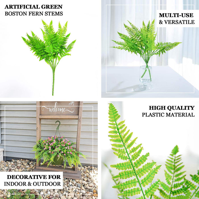 Artificial green Boston fern leaf plant faux spray, perfect for indoor decor.