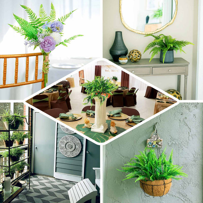 19" Green Artificial Boston Fern Leaf Plant Indoor Faux Spray
