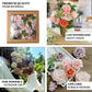 Assorted color artificial flowers in a box, including roses and peonies.
