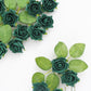 24 Roses | 2" Hunter Emerald Green Artificial Foam Flowers With Stem Wire and Leaves#whtbkgd