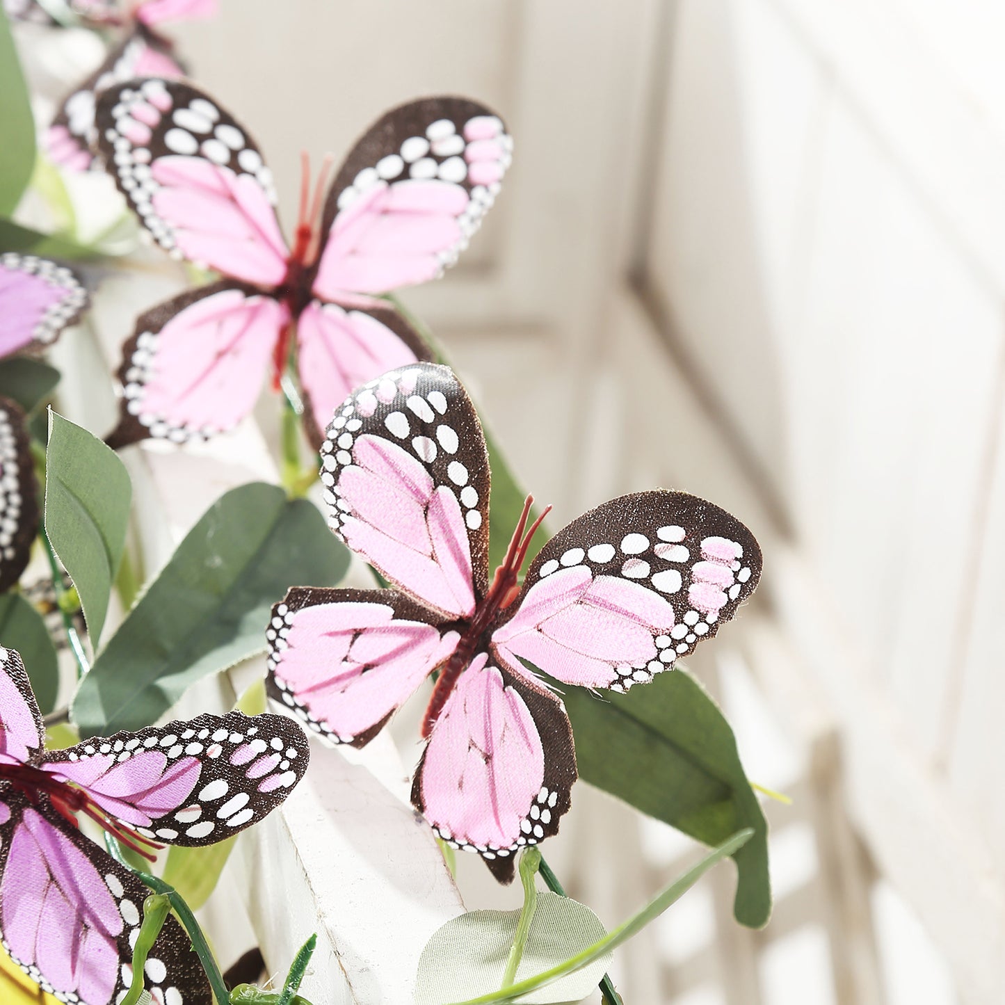 3 Pack Artificial Butterfly Garland Vines with Willow Greenery Leaves, Faux Flowers Garland - 6ft