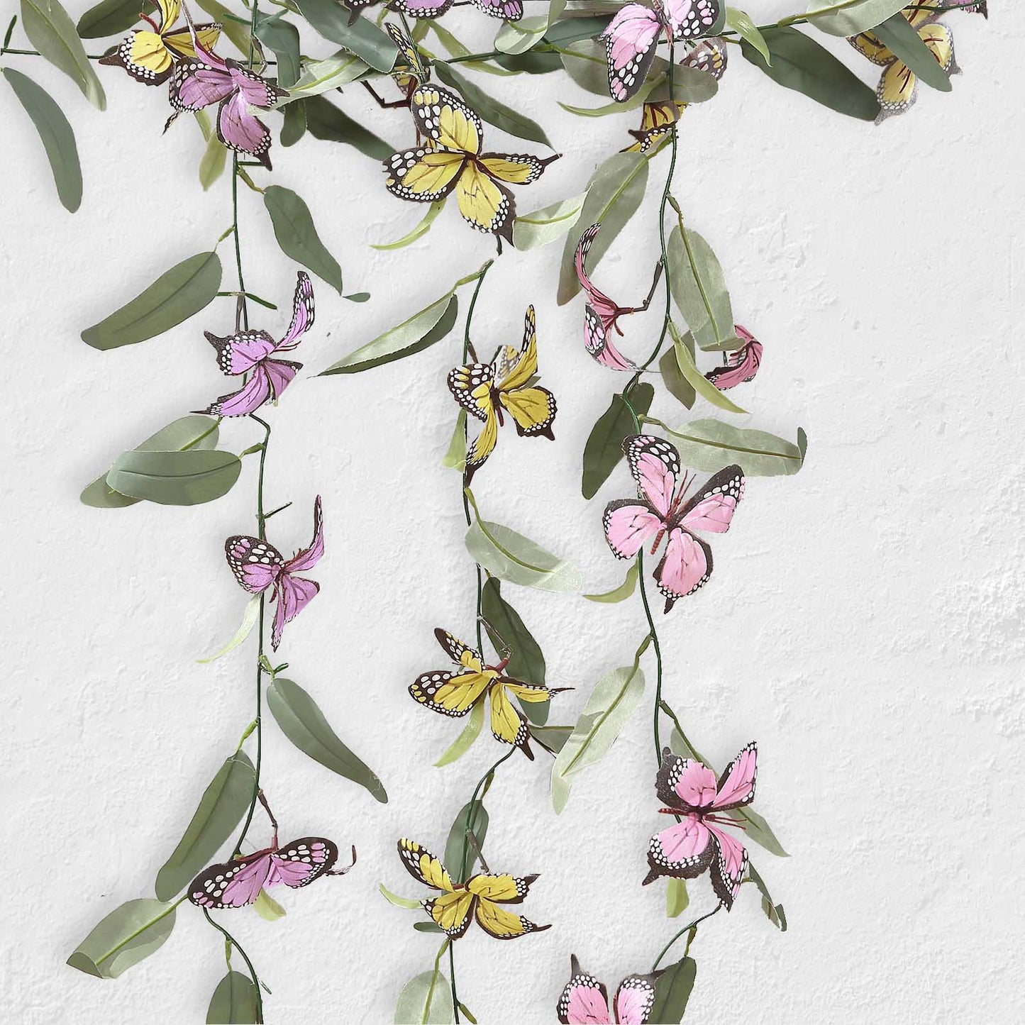 3 Pack Artificial Butterfly Garland Vines with Willow Greenery Leaves, Faux Flowers Garland - 6ft