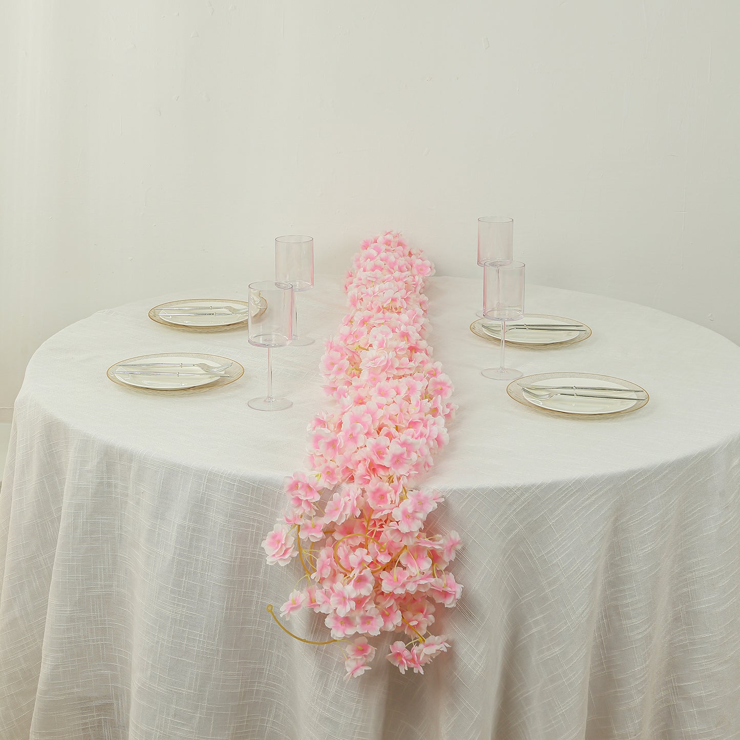 5 Pack Blush Artificial Cherry Blossom Floral Garland, 6ft Silk Flower Hanging Vines