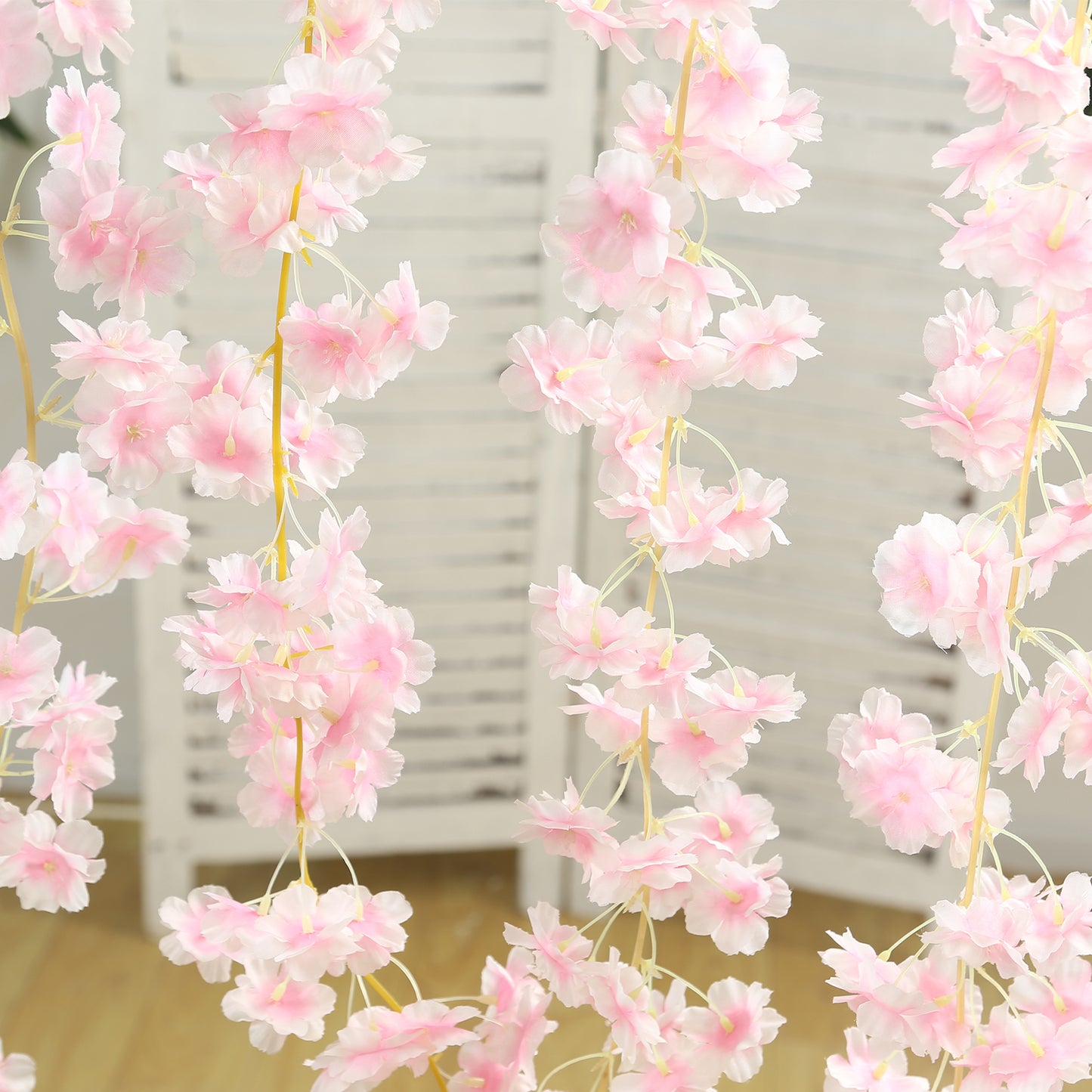 5 Pack Blush Artificial Cherry Blossom Floral Garland, 6ft Silk Flower Hanging Vines
