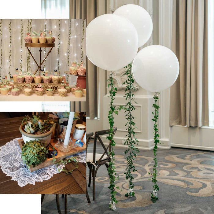 18ft mini green artificial leaf garland with flexible vine for decor.