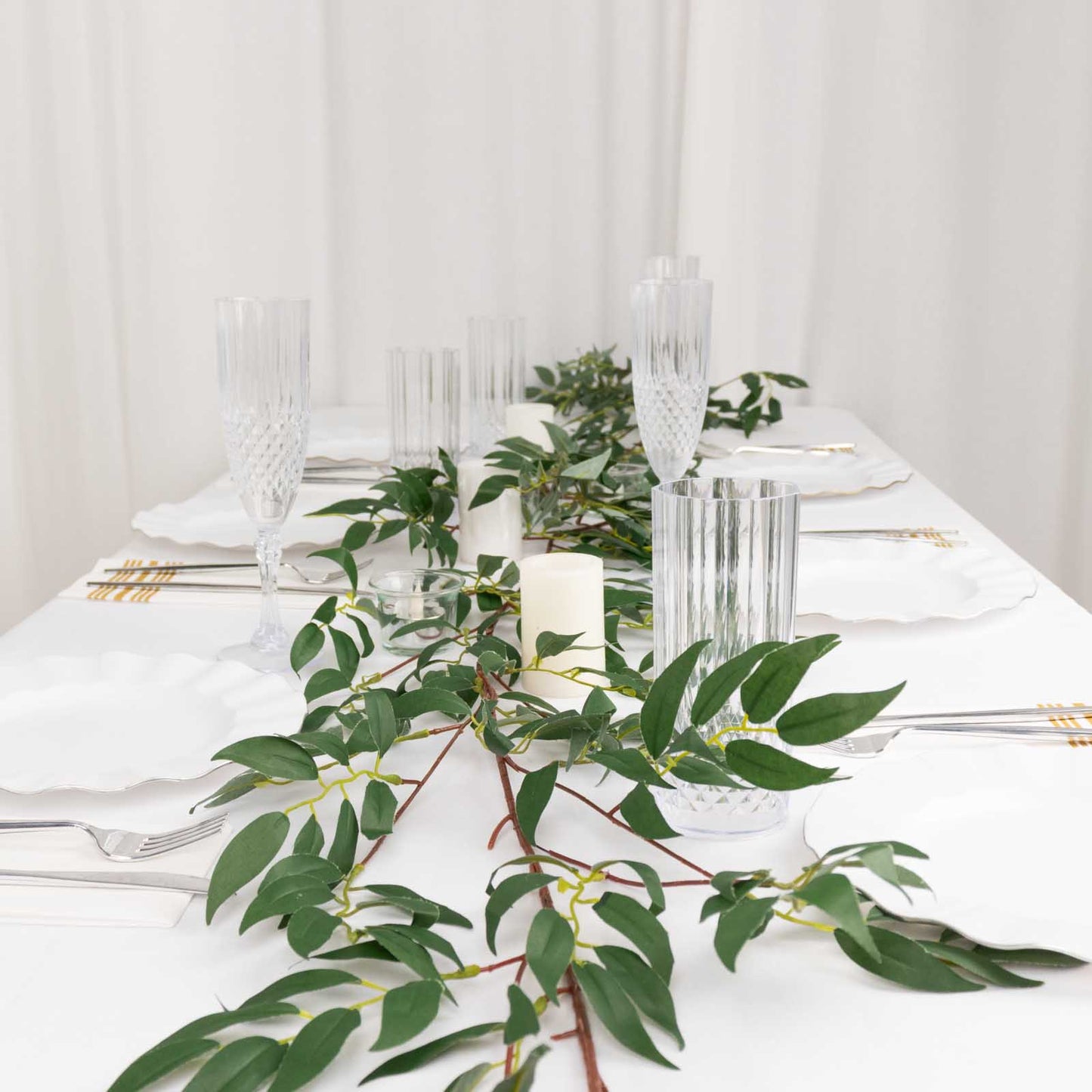 5ft | Green Real Touch Artificial Willow Leaf Garland, Flexible Vine