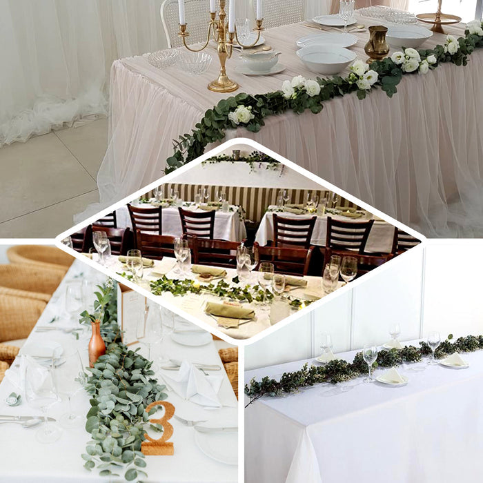 6ft | Frosted Green Artificial Eucalyptus and Boxwood Leaf Garland Vine