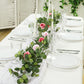 Blush and dusty rose eucalyptus garland for elegant table decor.