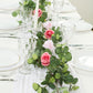 Blush and dusty rose artificial eucalyptus garland with silk roses.