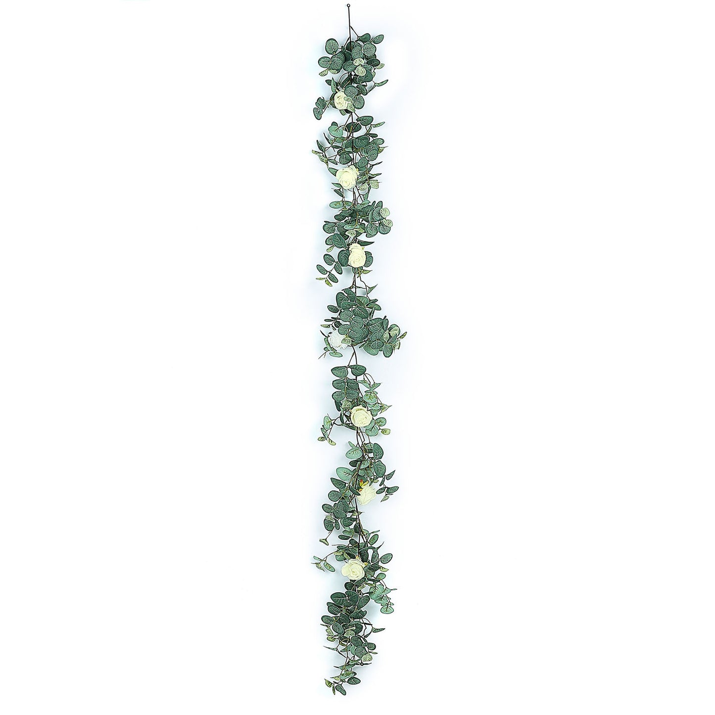 6ft | Green/Ivory Artificial Eucalyptus Leaf, Rose Flower Garland Vine