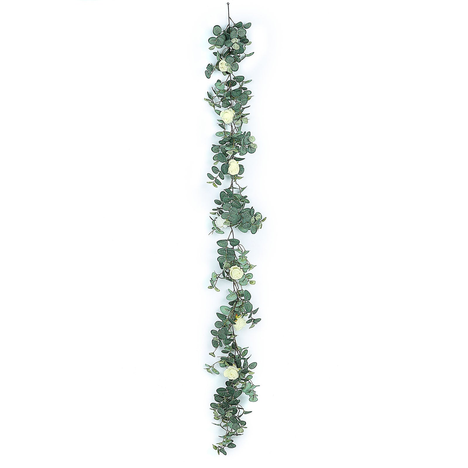 6ft | Green/Ivory Artificial Eucalyptus Leaf, Rose Flower Garland Vine