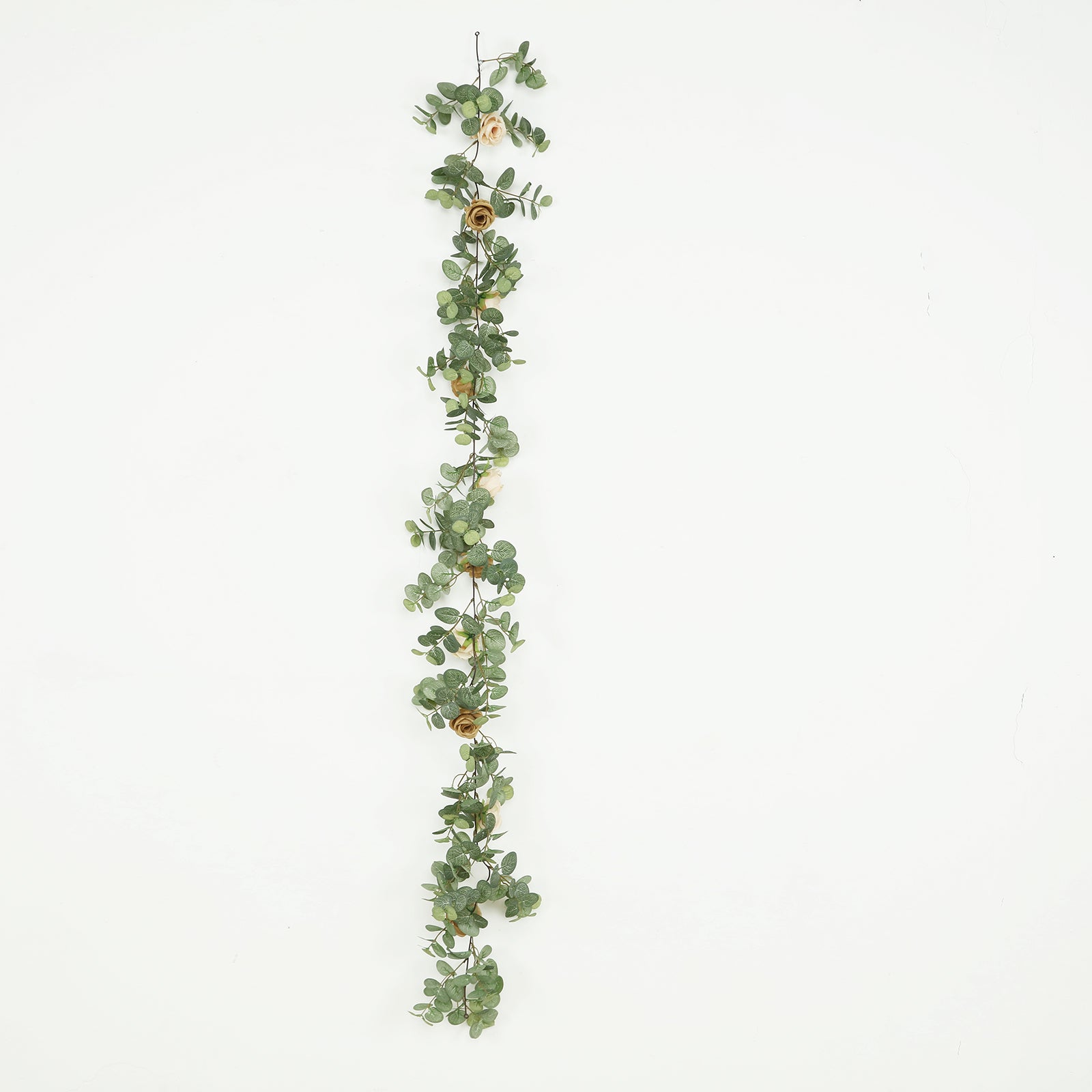6ft artificial eucalyptus garland with cream gold silk roses faux greenery vine