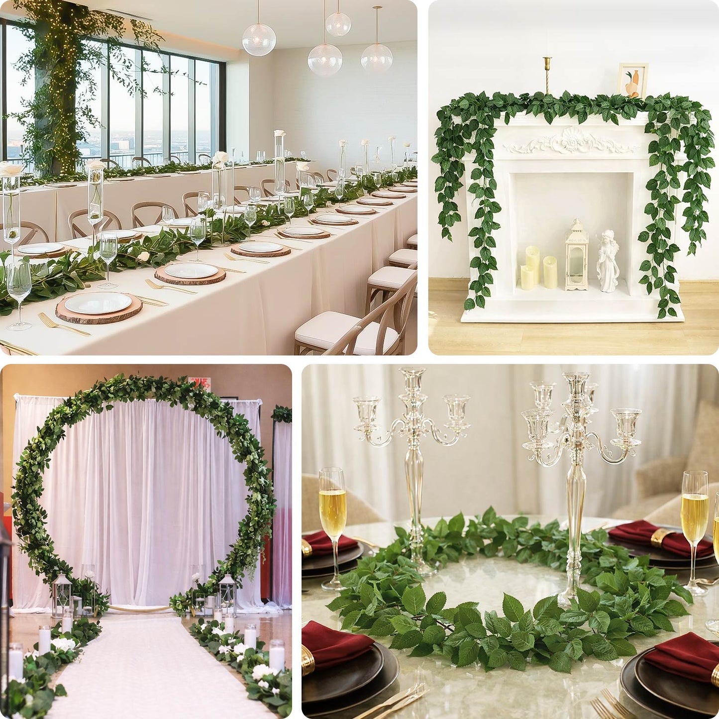 6ft flexible greenery table garland with real touch green artificial silk rose leaves