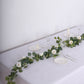 5.5ft Artificial Eucalyptus Leaf Hanging Vines With 7 White Rose Flower Heads, Floral Greenery Table Garland