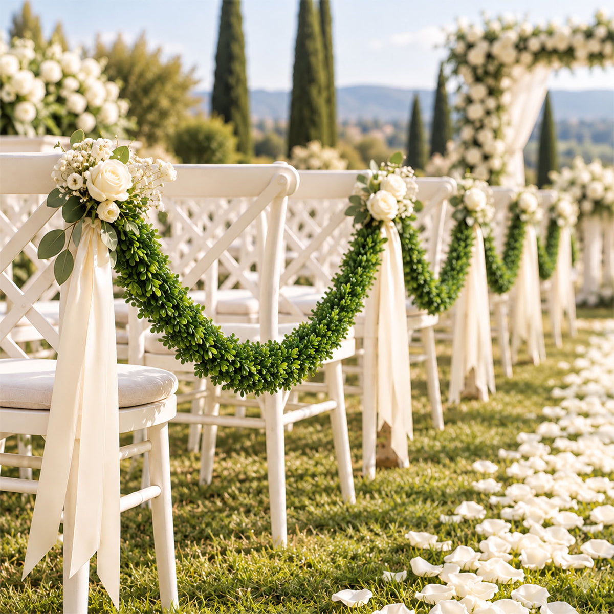 6ft Artificial Boxwood Garland – Faux Greenery Vine for Wedding Arch & Table Décor
