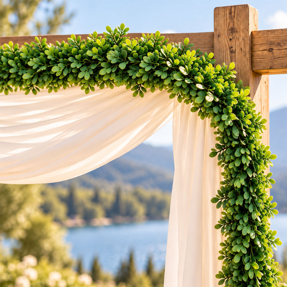 6ft Artificial Boxwood Garland – Faux Greenery Vine for Wedding Arch & Table Décor