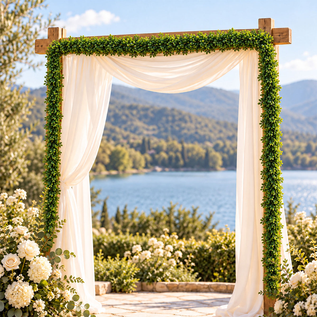 6ft Artificial Boxwood Garland – Faux Greenery Vine for Wedding Arch & Table Décor