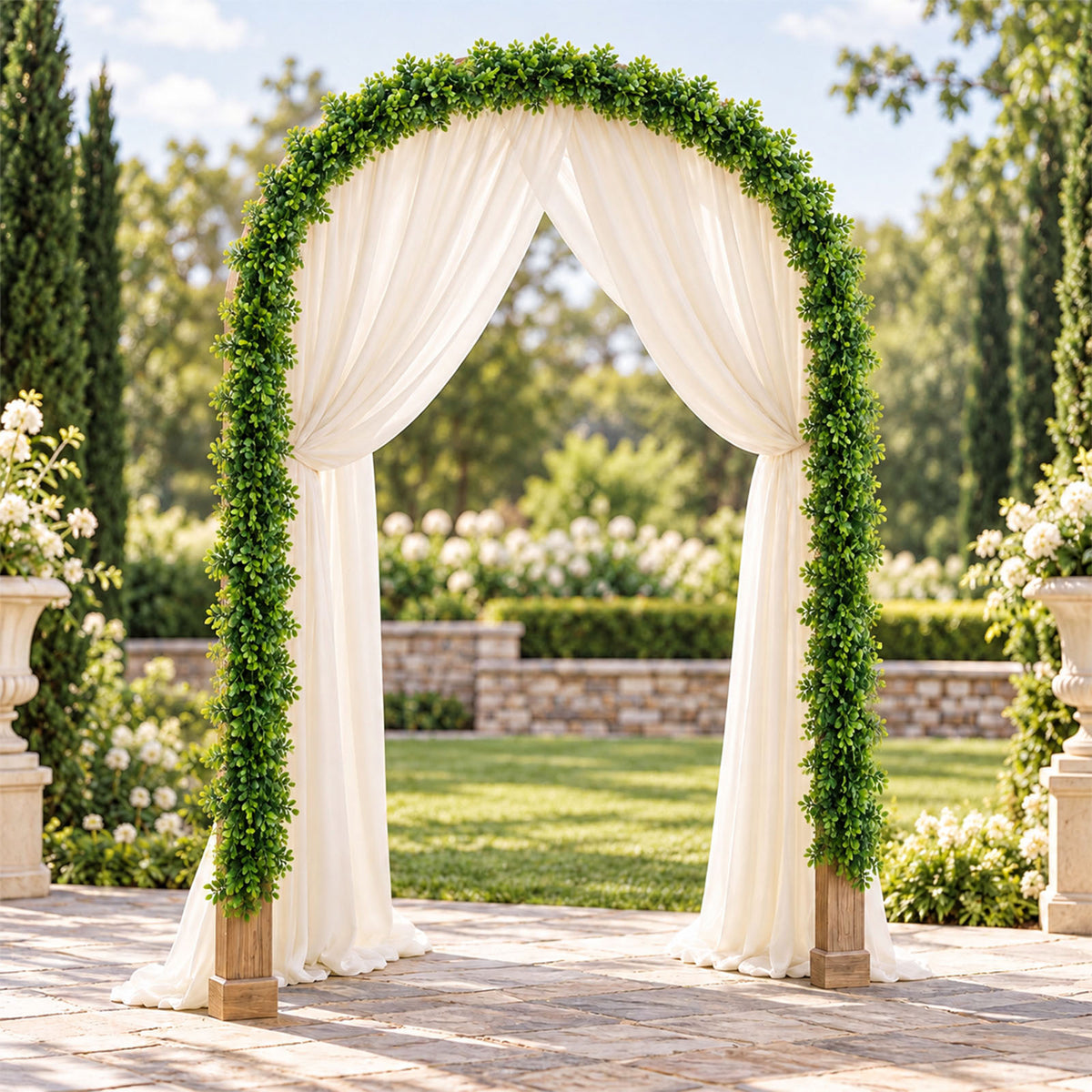 6ft Artificial Boxwood Garland – Faux Greenery Vine for Wedding Arch & Table Décor