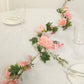 6ft Blush Silk Rose Peony Flower Garland, Mixed Floral Greenery Garland Artificial Hanging Vine