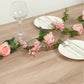6ft Blush Silk Rose Peony Flower Garland, Mixed Floral Greenery Garland Artificial Hanging Vine