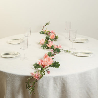 Lifelike Blush Artificial Rose Peony Garland