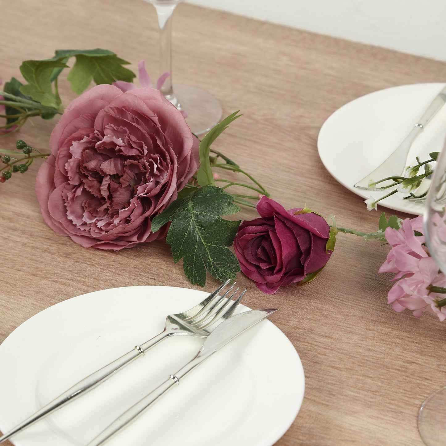 6ft Dusty Rose Silk Rose Peony Flower Garland, Mixed Floral Greenery Garland Artificial Hanging Vine