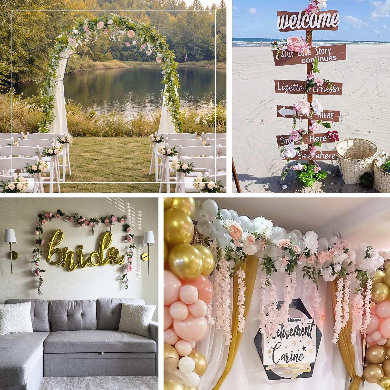 Blush silk rose and peony flower garland with mixed greenery.