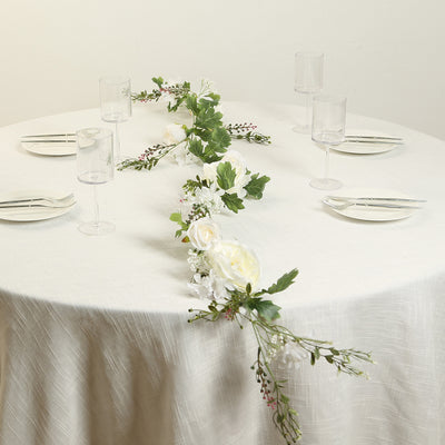 Lifelike White Artificial Rose Peony Garland