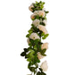 Cream ivory artificial silk flower garland with mini rose vines.