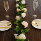 Cream ivory artificial silk flower garland with mini rose vines.