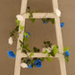 7ft white and royal blue artificial silk flower garland with mini rose vines