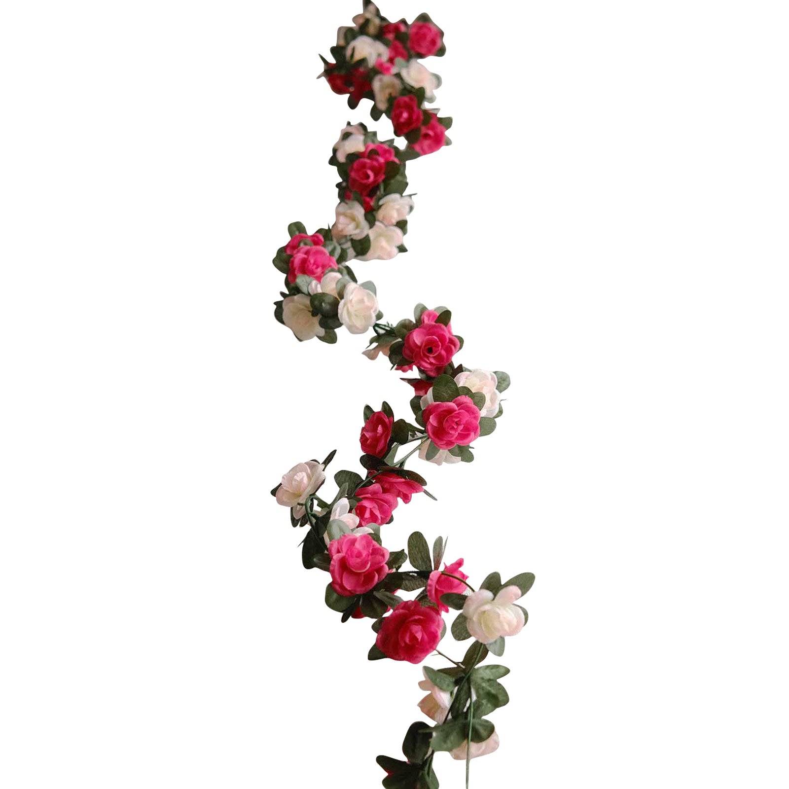 Blush fuchsia artificial silk flower garland with mini rose vines.