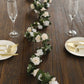 Cream ivory artificial silk flower garland with mini rose vines.
