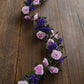 Lavender purple artificial silk flower garland with mini rose vines.