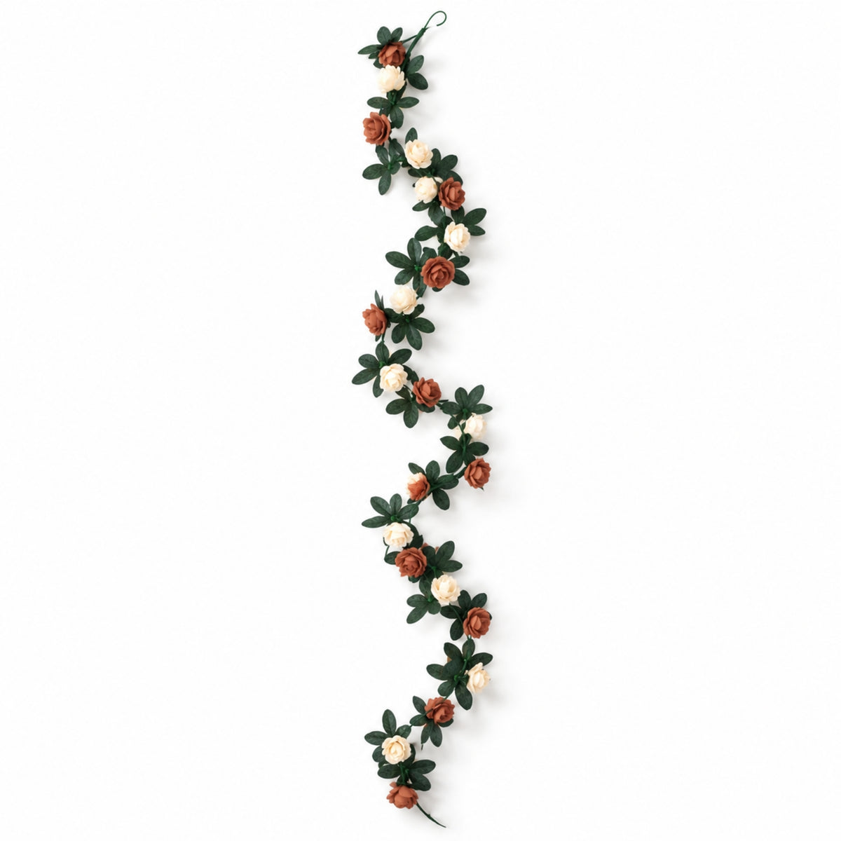 2 Pack 8ft Artificial Silk Flower Garland Mini Rose Vines with 45 Flower Heads - Natural & Ivory