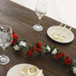 Red and ivory artificial silk flower garland with mini rose vines.