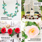Red artificial silk rose hanging flower garland with faux vines.
