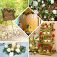 Cream artificial rose and leaf flower garland vine for decor.