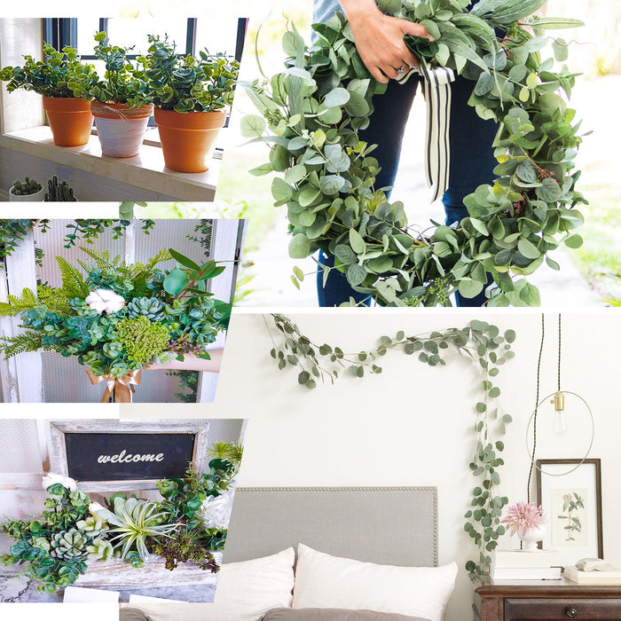 14" Artificial Eucalyptus Branches Greenery Bouquet in Green