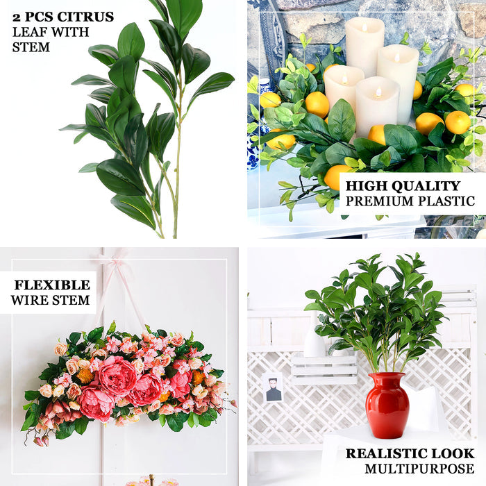 26" Green Artificial Lemon Leaf Branches Faux Greenery Plant