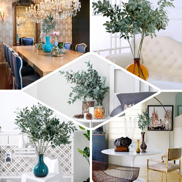 42" Tall White Faux Beech Leaf Branches in a vase, perfect for home decor.