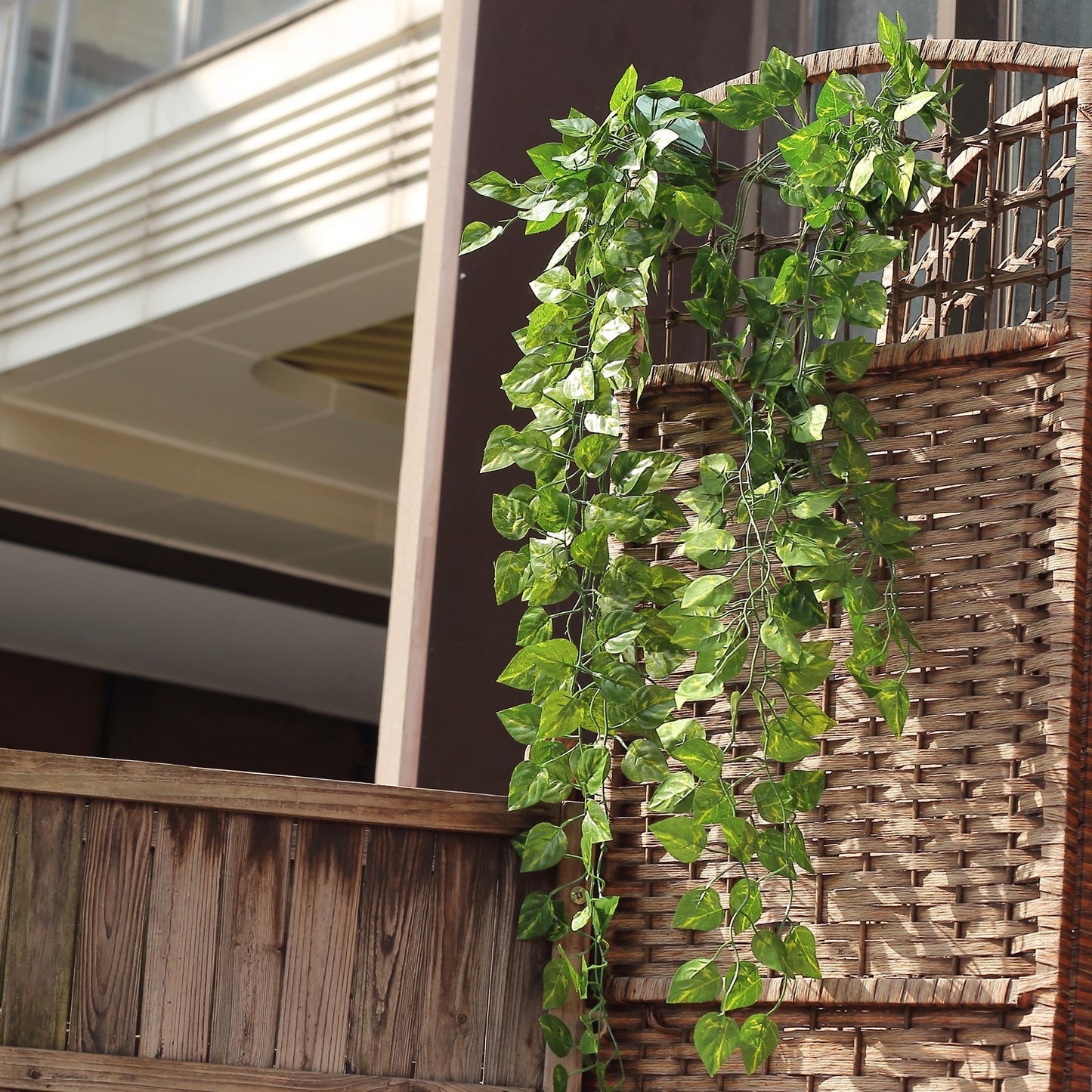 4 Pack Green Pothos Artificial Ivy Vine Hanging Plants in vibrant green garland.