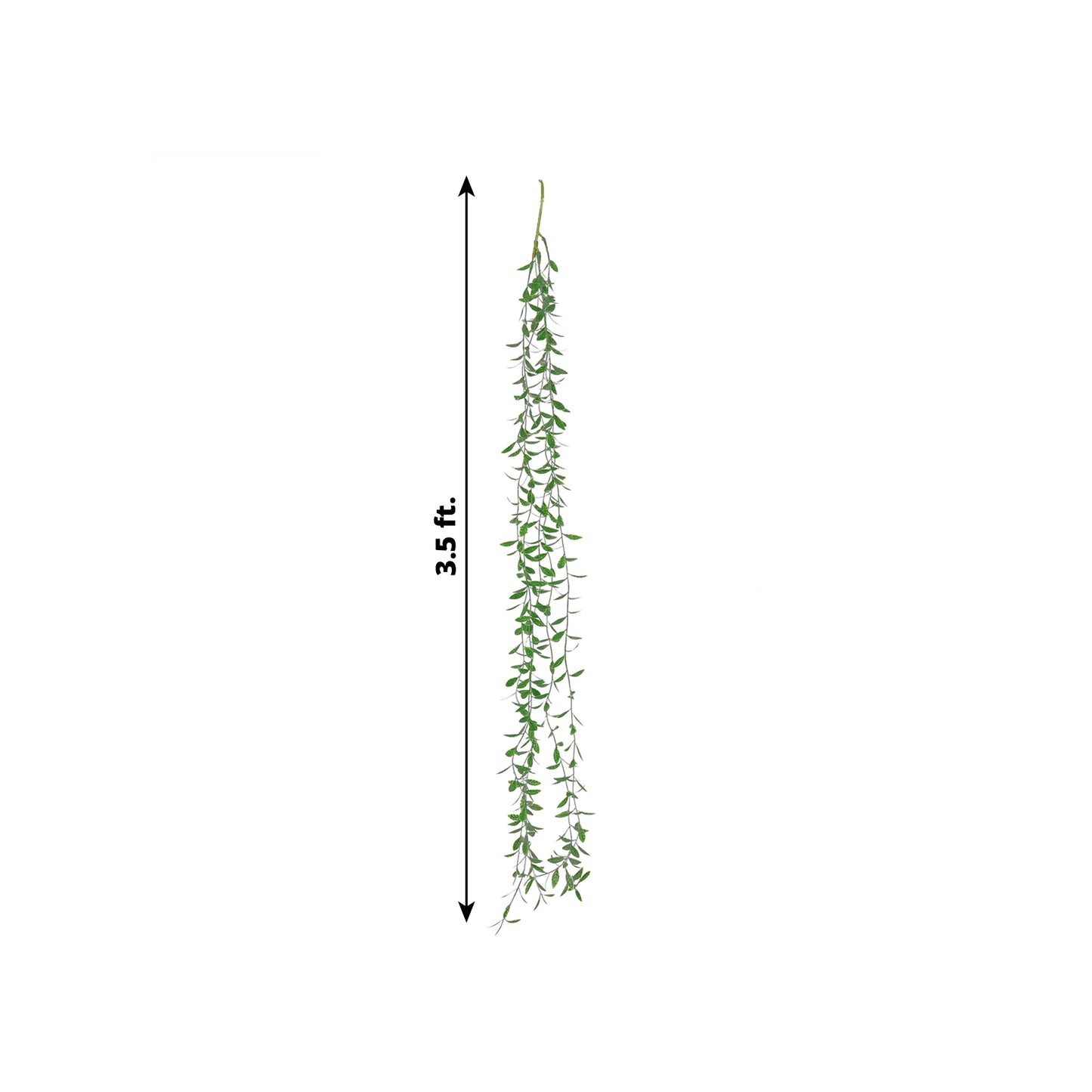 Green artificial hanging vines with weeping willow leaves, 3.5ft long.